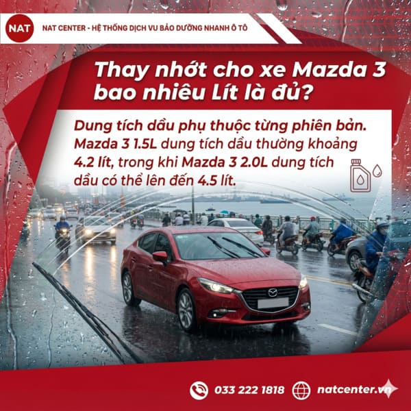 Thay nhớt cho Mazda 3 bao nhiêu lít là đủ